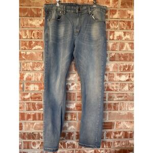 Across The Pond Men's Jeans Size 38x32 Blue Denim Straight Leg Medium Wash Pants